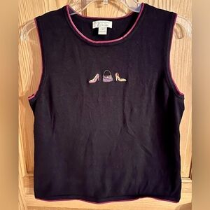 Christopher & Banks Cotton Tank Top with Embroidered Fashion Accents Modest Gift